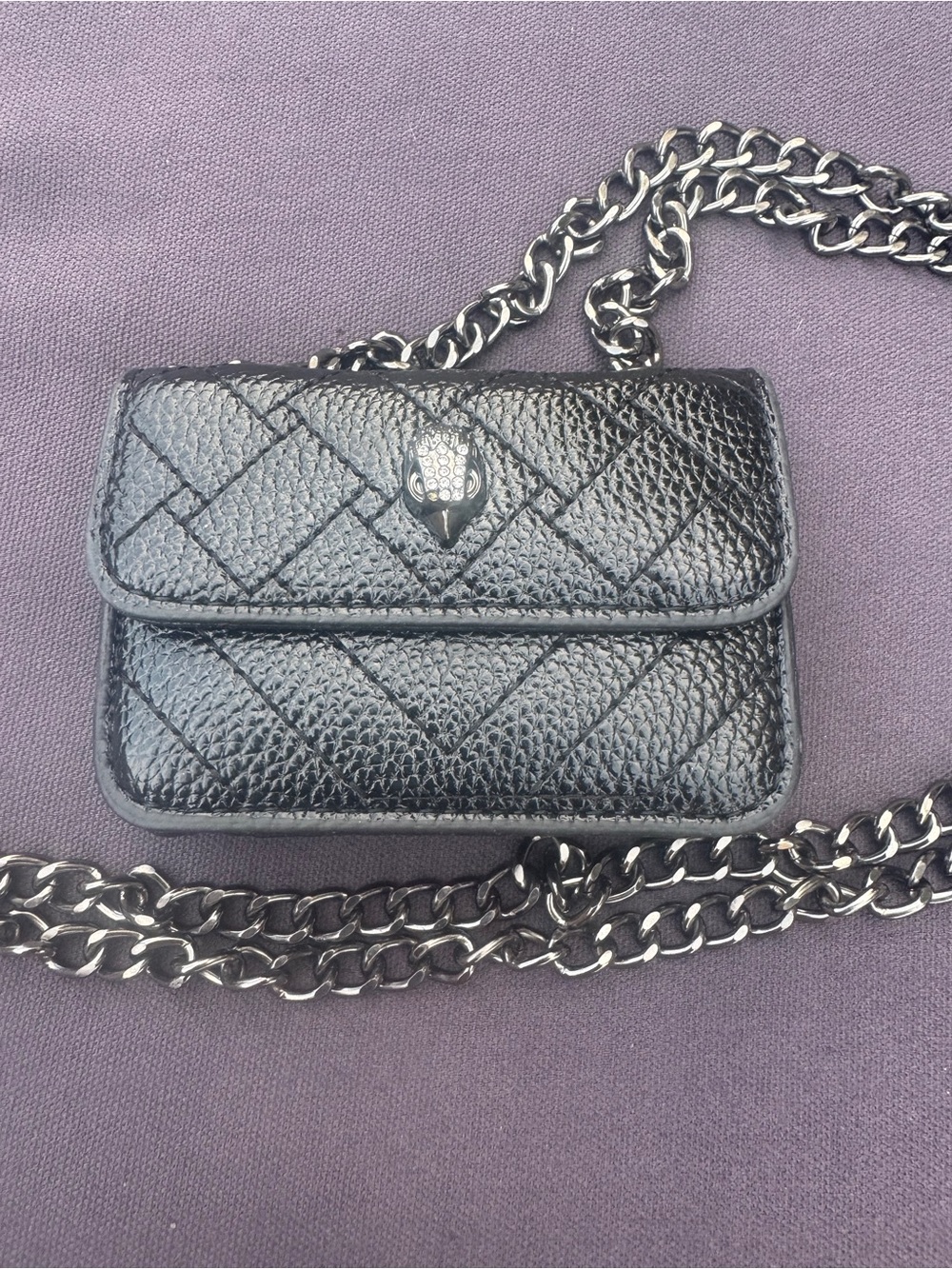 Kurt Geiger London Micro Kensington Eagle Black Leather Crossbody Bag VGUC